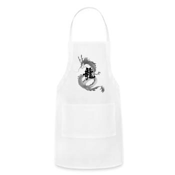 Ink Dragon Glyph - Adjustable Apron - white - Front - Julia (174cm)
