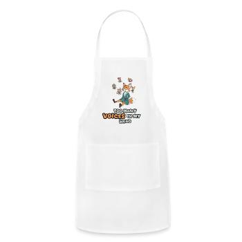 Too Many Voices in My Head – Cute Dizzy Fox - Adjustable Apron - white - Front - Julia (174cm)
