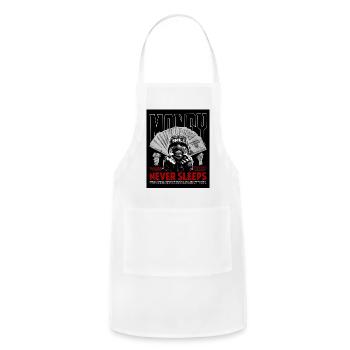 Money Never Sleeps Bold Tee - Adjustable Apron - white - Front - Julia (174cm)