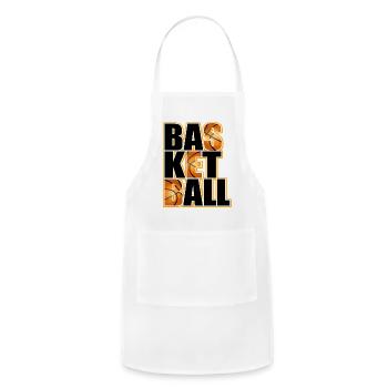 Basketball Bold Text with Ball Motif - Adjustable Apron - white - Front - Julia (174cm)