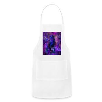 Iridescent Hummingbird Among Purple Blossoms – Vib - Adjustable Apron - white - Front - Julia (174cm)