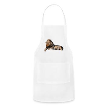 Resting Lion Watercolor - Adjustable Apron - white - Front - Julia (174cm)