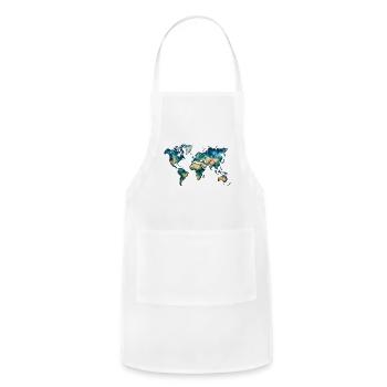 Colorful World Map Artistic Watercolor Earth Graph - Adjustable Apron - white - Front - Julia (174cm)