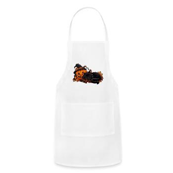 Black Cat Sleeping by Pumpkin - Adjustable Apron - white - Front - Julia (174cm)