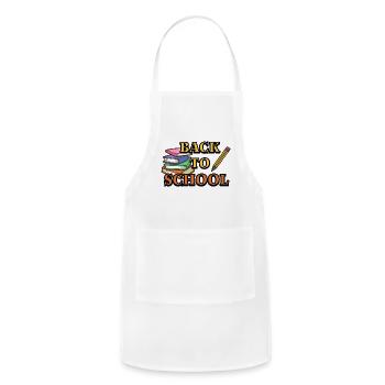 Back to School Books & Pencil Graphic - Adjustable Apron - white - Front - Julia (174cm)