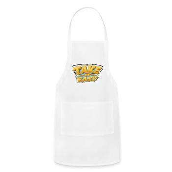 Take It Easy Retro Golden Text - Adjustable Apron - white - Front - Julia (174cm)