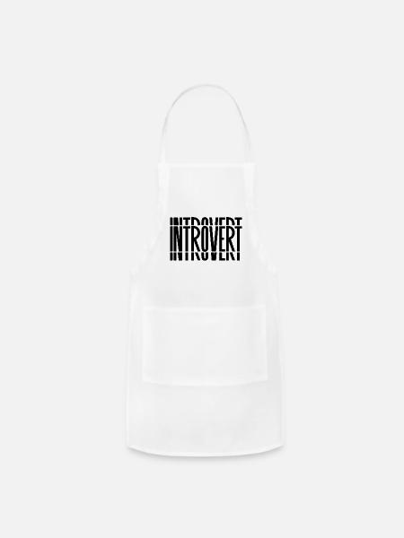 Introvert Simple MInimal Shirt Design - Adjustable Apron - white