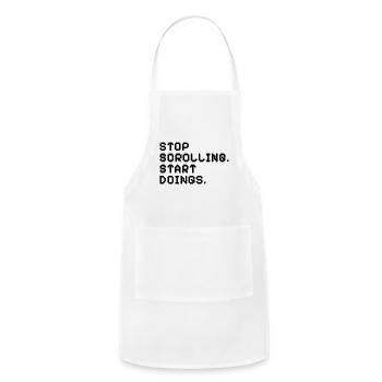 Stop Scrolling Start Doings Pixel Art Motivational - Adjustable Apron - white - Front - Julia (174cm)