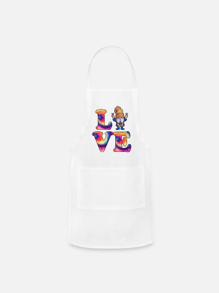 Hippie Love Gnomes Retro Gnome Tie Dye Hippies - Adjustable Apron - white