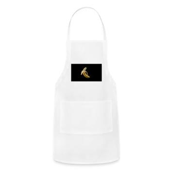 Banana Burst: Golden Peel Illustration - Adjustable Apron - white - Front - Julia (174cm)