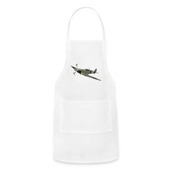 Spitfire in Flight: Vintage Warplane - Adjustable Apron - white - Front - Julia (174cm)