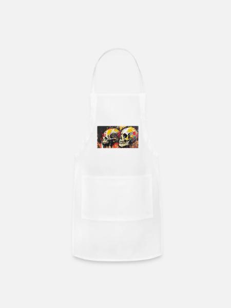 Graffiti Skull Duo - Adjustable Apron - white