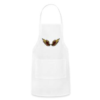 Pop Art Comic Book Wings - Retro Yellow Red Bold  - Adjustable Apron - white - Front - Julia (174cm)