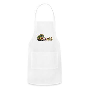 Funny Back To School Monster Bus Chasing School Su - Adjustable Apron - white - Front - Julia (174cm)
