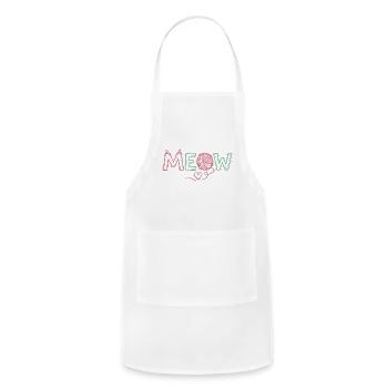 Whimsical Meow Yarn Ball Cat Lover Graphic Tee - Adjustable Apron - white - Front - Julia (174cm)