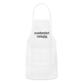 overstimulated but trying - Adjustable Apron - white - Front - Julia (174cm)