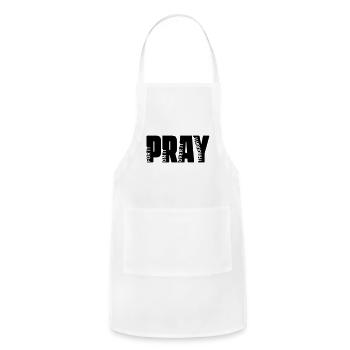 Pray For It Pray On It Christian Faith Typography  - Adjustable Apron - white - Front - Julia (174cm)
