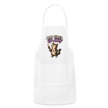 Bad Vibes Go Away Cat - Adjustable Apron - white - Front - Julia (174cm)