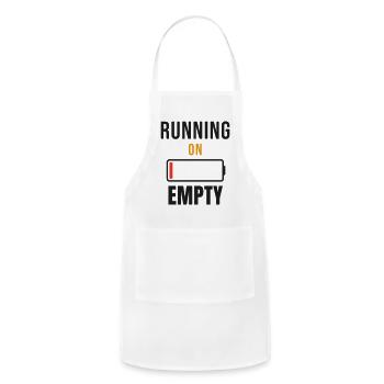Running on Empty - Funny Sarcastic Statement - Adjustable Apron - white - Front - Julia (174cm)