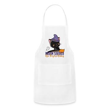 Halloween Witch Kawaii Cat flying Broom Boo Ghost - Adjustable Apron - white - Front - Julia (174cm)