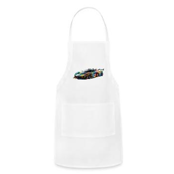 Vivid Velocity Colorful Extreme Sports Car T Shirt - Adjustable Apron - white - Front - Julia (174cm)