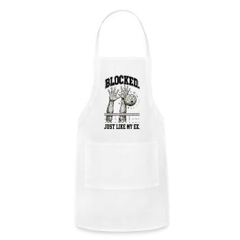 Blocked Just Like My Ex – Funny Volleyball Block - Adjustable Apron - white - Front - Julia (174cm)