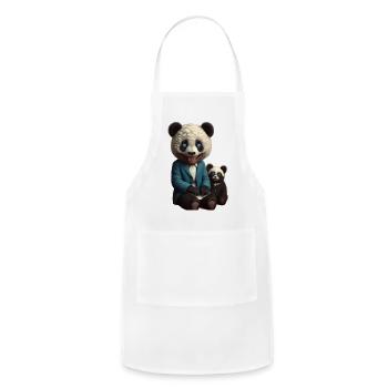 Creepy Suit Panda Monster – Dark Horror Animal Art - Adjustable Apron - white - Front - Julia (174cm)