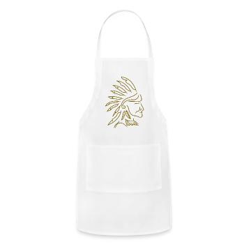 tribal warrior line art. bold heritage art - Adjustable Apron - white - Front - Julia (174cm)