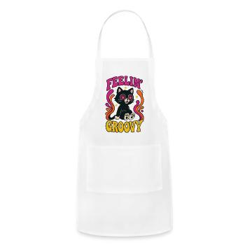 Feelin' Groovy Cat Psychedelia - Adjustable Apron - white - Front - Julia (174cm)