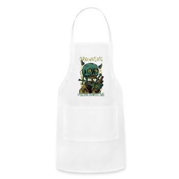 Drowning in my drink skull crazy grunge punk beer - Adjustable Apron - white - Front - Julia (174cm)