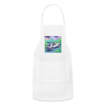 "Cosmic Velocity: Futuristic Automotive Design" - Adjustable Apron - white - Front - Julia (174cm)