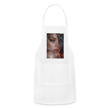 Water‑Lit Portrait – Emotional Close‑Up Photograph - Adjustable Apron - white - Front - Julia (174cm)