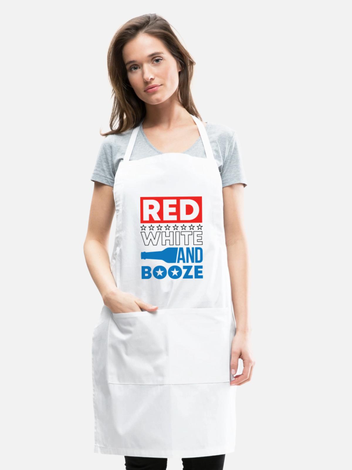 Red White and Booze - Adjustable Apron - white - Front - Julia (174cm)