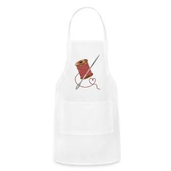 Needle and thread with a lot of love - Adjustable Apron - white - Front - Julia (174cm)
