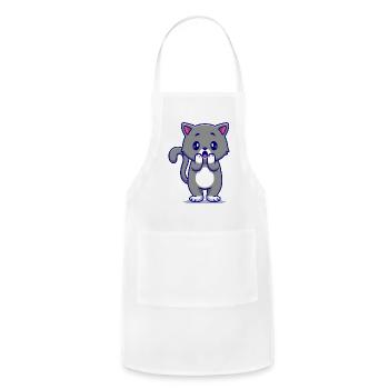Cute Cat Shock Cartoon - Adjustable Apron - white - Front - Julia (174cm)