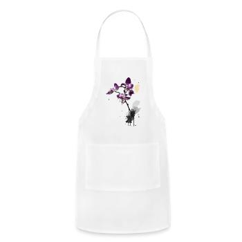 An orchid ink drawing ink droping - Adjustable Apron - white - Front - Julia (174cm)