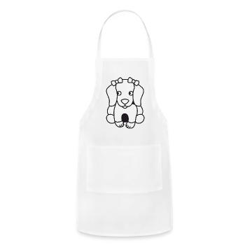Super cute girly dog with bows on ears - Adjustable Apron - white - Front - Julia (174cm)