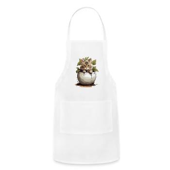 cat in the pot - Adjustable Apron - white - Front - Julia (174cm)