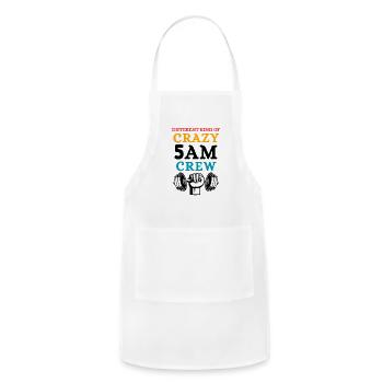 Different kind of crazy 5am crew Retro Vintage Tee - Adjustable Apron - white - Front - Julia (174cm)