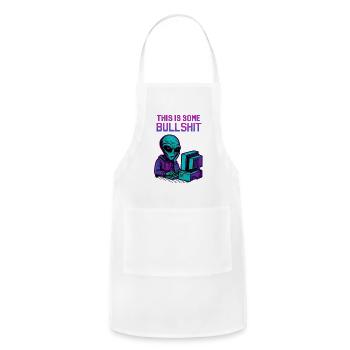 Neon Alien at Retro Computer - Adjustable Apron - white - Front - Julia (174cm)
