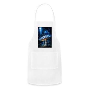 Blue Butterfly on Glowing Mushroom - Adjustable Apron - white - Front - Julia (174cm)