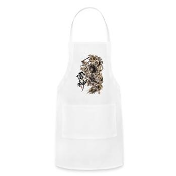 Raijin 雷神 – Japanese Thunder God - Adjustable Apron - white - Front - Julia (174cm)