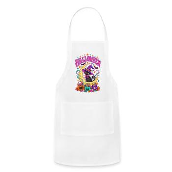 Retro Witch Cat - Adjustable Apron - white - Front - Julia (174cm)