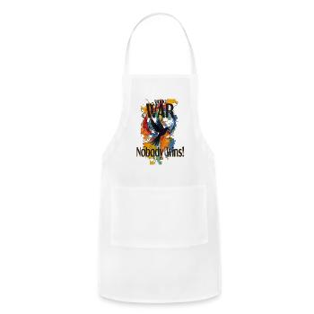 World War Nobody Wins Black Dove and Text - Adjustable Apron - white - Front - Julia (174cm)