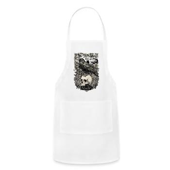 Raven and Skull Gothic Illustration - Adjustable Apron - white - Front - Julia (174cm)
