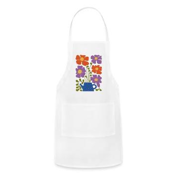 Tea Pot Flowers - Adjustable Apron - white - Front - Julia (174cm)