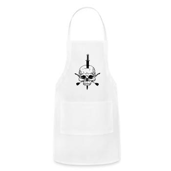 Transparent skull pierced with sword and two arrow - Adjustable Apron - white - Front - Julia (174cm)