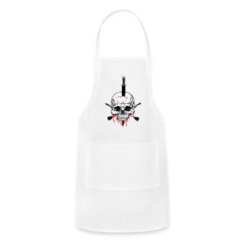 Skull pierced with sword and two blood - Adjustable Apron - white - Front - Julia (174cm)