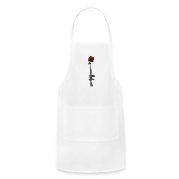 Make Love not War - Gun with Rose Shirt - Adjustable Apron - white - Front - Julia (174cm)
