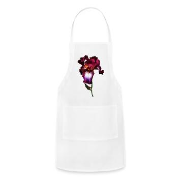 Maroon and White Iris - Adjustable Apron - white - Front - Julia (174cm)